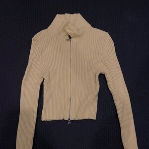 Yellow Cropped Zipped Sweater